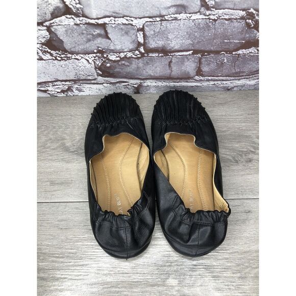 Chocolate Blu CAM2 Black Pleated Leather Ballet Flats Shoes Women Sz 8M US/39EU - Picture 7 of 16